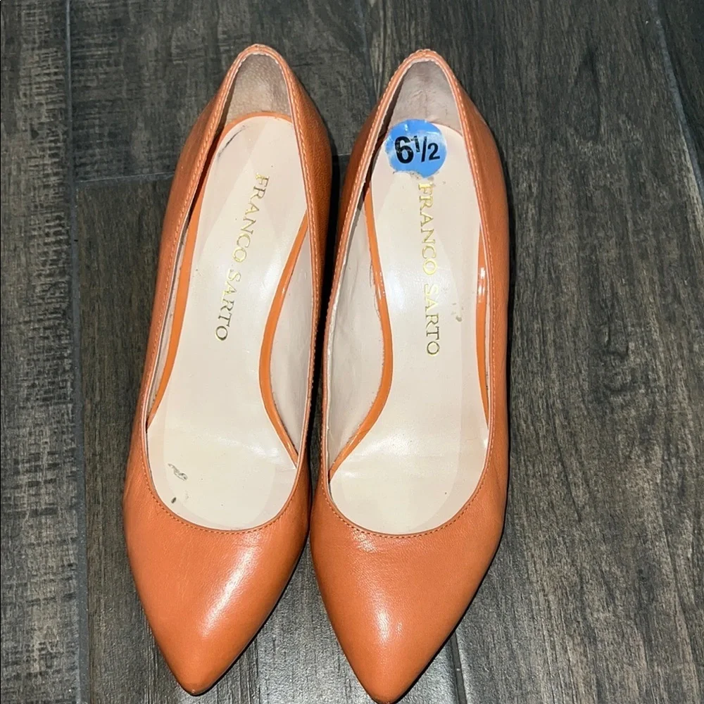 Franco Sarto Orange Wedge Pointy Toe Heel Sz 6.5